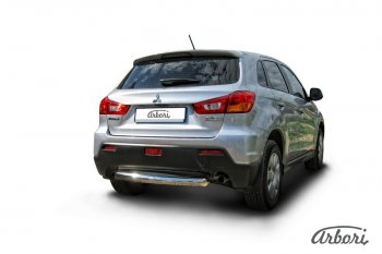 10 772 р. Защита заднего бампера Arbori (короткая, нержавейка, 1 труба d57 mm). Mitsubishi ASX дорестайлинг (2010-2012)  с доставкой в г. Кемерово. Увеличить фотографию 2