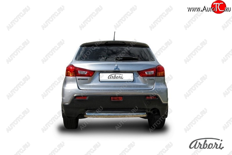 10 772 р. Защита заднего бампера Arbori (короткая, нержавейка, 1 труба d57 mm). Mitsubishi ASX дорестайлинг (2010-2012)  с доставкой в г. Кемерово