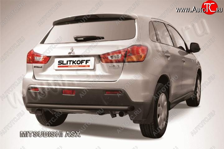8 599 р. Защита заднего бампера из трубы d57 Slitkoff  Mitsubishi ASX (2010-2012) дорестайлинг (Цвет: серебристый)  с доставкой в г. Кемерово