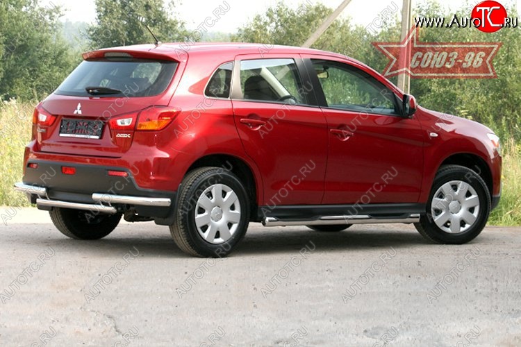 10 799 р. Защита заднего бампера Souz-96 (d60) Mitsubishi ASX дорестайлинг (2010-2012)  с доставкой в г. Кемерово