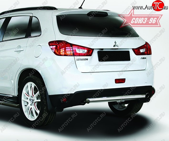 1 169 р. Овальная защита заднего бампера диаметром трубы 75 и 42 мм Souz-96 Mitsubishi ASX 1-ый рестайлинг (2013-2016)  с доставкой в г. Кемерово
