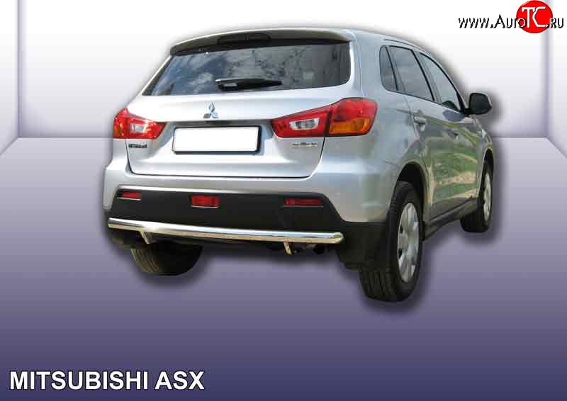 12 299 р. Защита заднего бампера из длинной трубы диаметром 57 мм Slitkoff  Mitsubishi ASX (2010-2012) дорестайлинг (Нержавейка, Полированная)  с доставкой в г. Кемерово