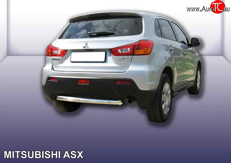 10 849 р. Защита заднего бампера из короткой трубы диаметром 57 мм Slitkoff Mitsubishi ASX дорестайлинг (2010-2012) (Нержавейка, Полированная)  с доставкой в г. Кемерово