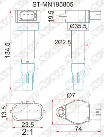 1 479 р. Катушка зажигания SAT  Mitsubishi ASX - Lancer  10 CY  с доставкой в г. Кемерово. Увеличить фотографию 1