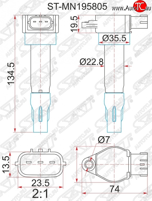 1 479 р. Катушка зажигания SAT  Mitsubishi ASX - Lancer  10 CY  с доставкой в г. Кемерово