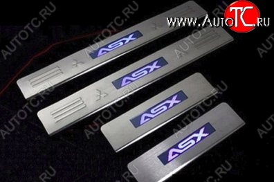 5 349 р. Накладки на порожки автомобиля СТ Mitsubishi ASX дорестайлинг (2010-2012)  с доставкой в г. Кемерово