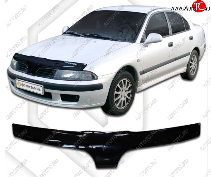 2 399 р. Дефлектор капота CA Plastic  Mitsubishi Carisma (1999-2004) (Classic черный, Без надписи)  с доставкой в г. Кемерово