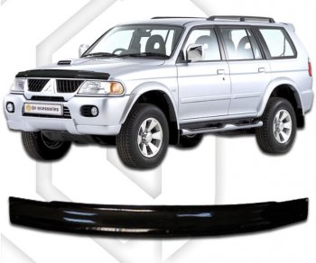 1 999 р. Дефлектор капота CA-Plastic  Mitsubishi Challenger  K9-W (1996-2001) (серия Classic черный)  с доставкой в г. Кемерово. Увеличить фотографию 2