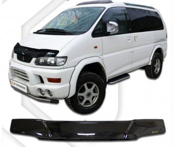 2 159 р. Дефлектор капота CA-Plastiс  Mitsubishi Delica  4 (1997-2007) рестайлинг (серия Classic черный)  с доставкой в г. Кемерово. Увеличить фотографию 2