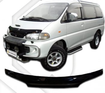 2 079 р. Дефлектор капота CA-Plastiс  Mitsubishi Delica  4 (1994-1997) дорестайлинг (серия Classic черный)  с доставкой в г. Кемерово. Увеличить фотографию 2