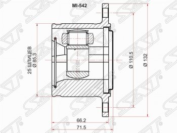 Шрус (внутренний/правый) SAT (25*110.5 мм) Mitsubishi L200 3 K6T-K7T дорестайлинг (1996-2005)