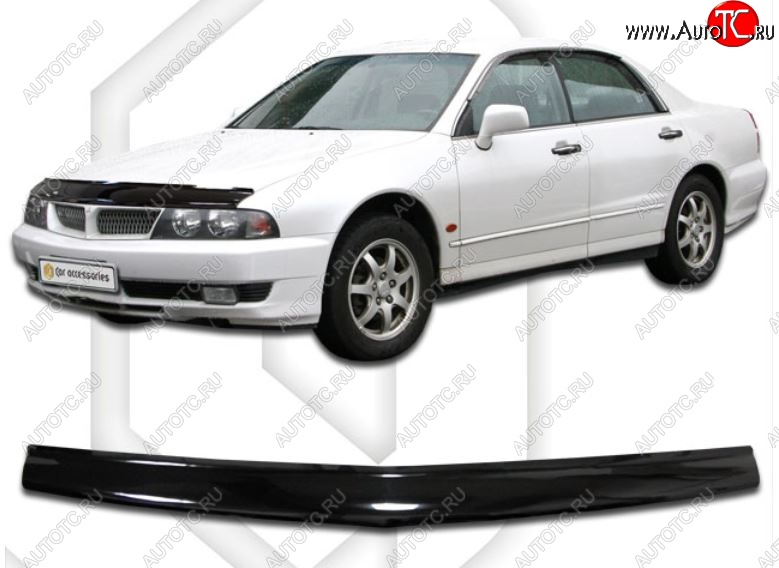1 899 р. Дефлектор капота CA-Plastic Mitsubishi Diamante (1995-2005) (Classic черный, Без надписи)  с доставкой в г. Кемерово