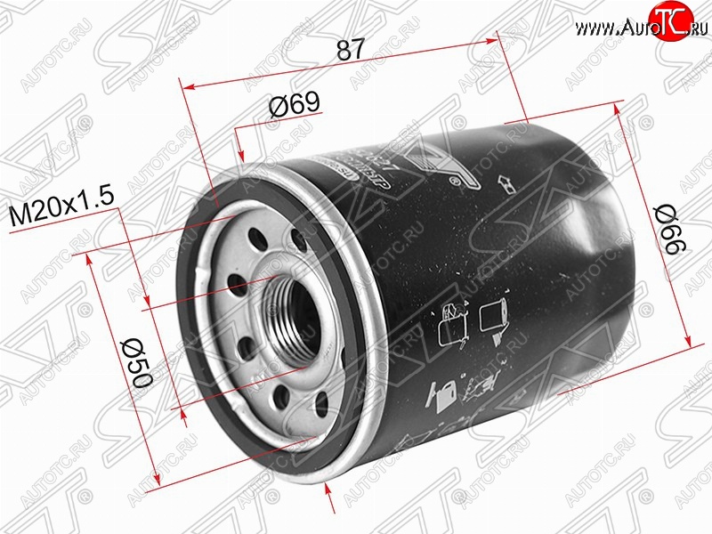 389 р. Фильтр масляный (KK,KL# 2.4 4WD 4N15, N80,90# S4FA/T) SAT Mitsubishi Diamante (1995-2005)  с доставкой в г. Кемерово