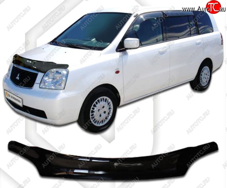 2 199 р. Дефлектор капота CA-Plastic Mitsubishi Dion CR6W,CR9W дорестайлинг (2000-2002) (Classic черный, Без надписи)  с доставкой в г. Кемерово