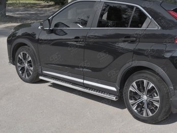 19 399 р. Пороги труба 120х60 овал с проступью Russtal Mitsubishi Eclipse Cross GK дорестайлинг (2017-2021)  с доставкой в г. Кемерово. Увеличить фотографию 3