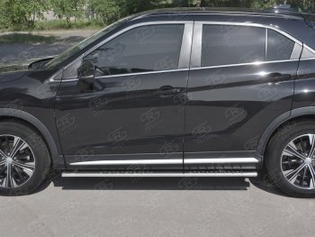 16 649 р. Пороги труба 75х42 овал с проступью Russtal Mitsubishi Eclipse Cross GK дорестайлинг (2017-2021)  с доставкой в г. Кемерово. Увеличить фотографию 2