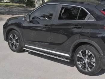 16 649 р. Пороги труба 75х42 овал с проступью Russtal Mitsubishi Eclipse Cross GK дорестайлинг (2017-2021)  с доставкой в г. Кемерово. Увеличить фотографию 3