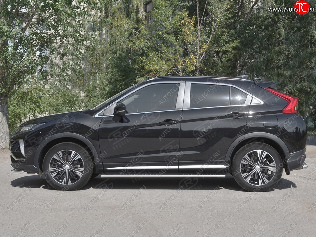 16 649 р. Пороги труба 75х42 овал с проступью Russtal Mitsubishi Eclipse Cross GK дорестайлинг (2017-2021)  с доставкой в г. Кемерово