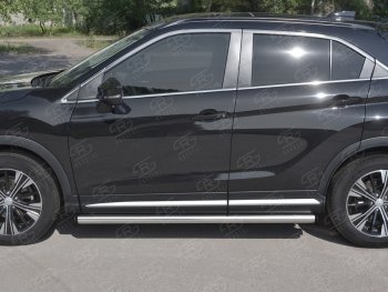 70 999 р. Пороги труба d63 Russtal Mitsubishi Eclipse Cross GK дорестайлинг (2017-2021) (Скошенные края)  с доставкой в г. Кемерово. Увеличить фотографию 2