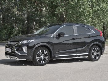 14 999 р. Защита переднего бампера (Ø42 мм, нержавейка) SLITKOFF  Mitsubishi Eclipse Cross  GK (2017-2021) дорестайлинг  с доставкой в г. Кемерово. Увеличить фотографию 2