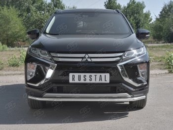 14 999 р. Защита переднего бампера (Ø42 мм, нержавейка) SLITKOFF  Mitsubishi Eclipse Cross  GK (2017-2021) дорестайлинг  с доставкой в г. Кемерово. Увеличить фотографию 1