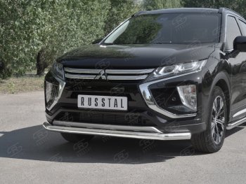 15 299 р. Защита переднего бампера (Ø63 мм, нержавейка) SLITKOFF Mitsubishi Eclipse Cross GK дорестайлинг (2017-2021)  с доставкой в г. Кемерово. Увеличить фотографию 4