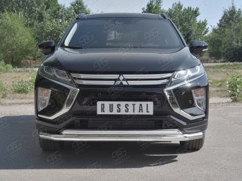 18 449 р. Защита переднего бампера (2 трубы Ø63 и 42 мм, нержавейка) SLITKOFF  Mitsubishi Eclipse Cross  GK (2017-2021) дорестайлинг  с доставкой в г. Кемерово. Увеличить фотографию 1