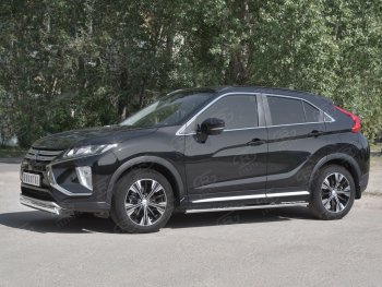 9 649 р. Защита переднего бампера (Ø75х42 мм, нержавейка) Russtal  Mitsubishi Eclipse Cross  GK (2017-2021) дорестайлинг  с доставкой в г. Кемерово. Увеличить фотографию 2