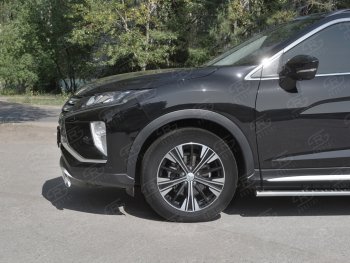 9 649 р. Защита переднего бампера (Ø75х42 мм, нержавейка) Russtal  Mitsubishi Eclipse Cross  GK (2017-2021) дорестайлинг  с доставкой в г. Кемерово. Увеличить фотографию 3