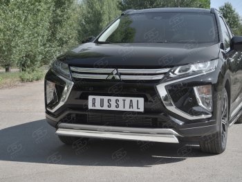 9 649 р. Защита переднего бампера (Ø75х42 мм, нержавейка) Russtal  Mitsubishi Eclipse Cross  GK (2017-2021) дорестайлинг  с доставкой в г. Кемерово. Увеличить фотографию 4