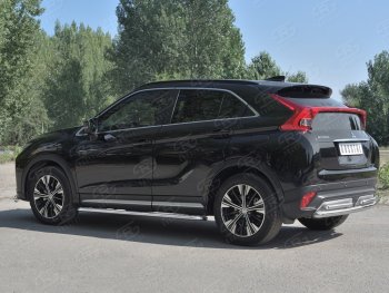 16 699 р. Защита заднего бампера (2 трубы Ø63 и 42 мм, нержавейка) SLITKOFF  Mitsubishi Eclipse Cross  GK (2017-2021) дорестайлинг  с доставкой в г. Кемерово. Увеличить фотографию 2