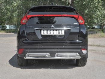Защита заднего бампера (2 трубы Ø63 и 42 мм, нержавейка) SLITKOFF Mitsubishi Eclipse Cross  GK (2017-2021) дорестайлинг