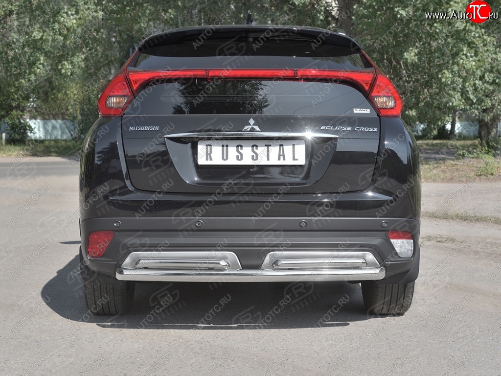 16 699 р. Защита заднего бампера (2 трубы Ø63 и 42 мм, нержавейка) SLITKOFF  Mitsubishi Eclipse Cross  GK (2017-2021) дорестайлинг  с доставкой в г. Кемерово