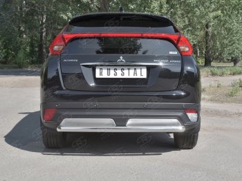 Защита заднего бампера (Ø63 мм, нержавейка) SLITKOFF Mitsubishi Eclipse Cross  GK (2017-2021) дорестайлинг