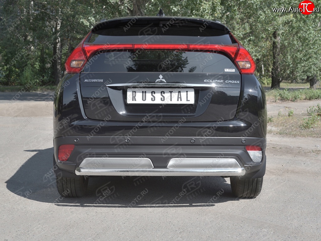 14 399 р. Защита заднего бампера (Ø63 мм, нержавейка) SLITKOFF  Mitsubishi Eclipse Cross  GK (2017-2021) дорестайлинг  с доставкой в г. Кемерово