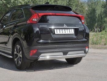 12 999 р. Защита заднего бампера (Ø75х42 мм, нержавейка) Russtal Mitsubishi Eclipse Cross GK дорестайлинг (2017-2021)  с доставкой в г. Кемерово. Увеличить фотографию 4