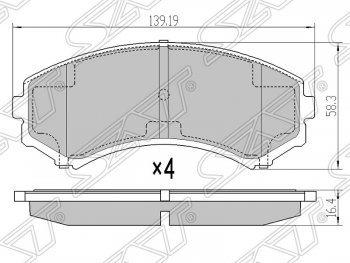 1 229 р. Колодки тормозные SAT (передние)  Mitsubishi Pajero ( 3 V70,  3 V60) (1999-2006) дорестайлинг, дорестайлинг, рестайлинг, рестайлинг  с доставкой в г. Кемерово. Увеличить фотографию 1