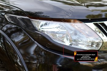 1 839 р. Накладки на фары (реснички) RA Mitsubishi L200 5 KK,KL дорестайлинг (2015-2019) (Неокрашенные)  с доставкой в г. Кемерово. Увеличить фотографию 3