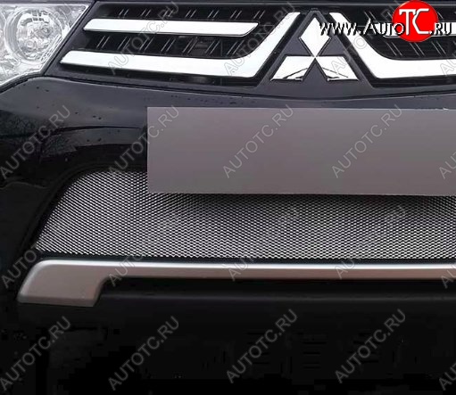 1 539 р. Защитная сетка на бампер (рестайлинг) Russtal (хром) Mitsubishi L200 5 KK,KL дорестайлинг (2015-2019)  с доставкой в г. Кемерово