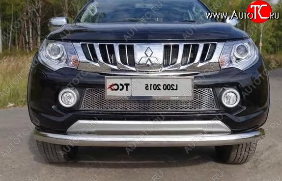 3 299 р. Защитная решётка в воздуховод бампера Russtal (нержавейка)  Mitsubishi L200  5 KK,KL (2015-2019) дорестайлинг  с доставкой в г. Кемерово