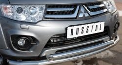 18 799 р. Защита переднего бампера (2 трубыØ63 мм, нержавейка) SLITKOFF  Mitsubishi L200  5 KK,KL (2015-2019) дорестайлинг  с доставкой в г. Кемерово. Увеличить фотографию 2