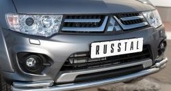 17 949 р. Защита переднего бампера (2 трубыØ63 и 42 мм, нержавейка) SLITKOFF  Mitsubishi L200  5 KK,KL (2015-2019) дорестайлинг  с доставкой в г. Кемерово. Увеличить фотографию 3