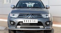 17 949 р. Защита переднего бампера (2 трубыØ63 и 42 мм, нержавейка) SLITKOFF  Mitsubishi L200  5 KK,KL (2015-2019) дорестайлинг  с доставкой в г. Кемерово. Увеличить фотографию 1