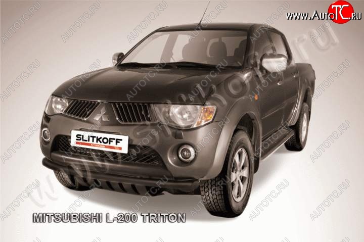 7 599 р. Защита переднего бампера из трубы d57 Slitkoff  Mitsubishi L200  5 KK,KL (2015-2019) дорестайлинг (Цвет: серебристый)  с доставкой в г. Кемерово