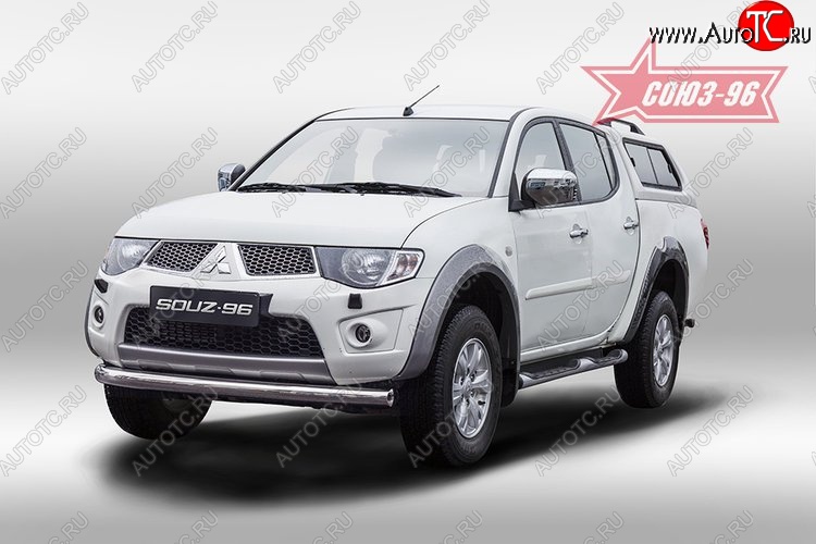11 654 р. Защита переднего бампера одинарная Souz-96 (d76) Mitsubishi L200 5 KK,KL дорестайлинг (2015-2019)  с доставкой в г. Кемерово