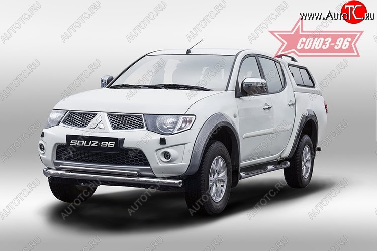 15 254 р. Защита переднего бампера двойная Souz-96 (d76/42) Mitsubishi L200 5 KK,KL дорестайлинг (2015-2019)  с доставкой в г. Кемерово