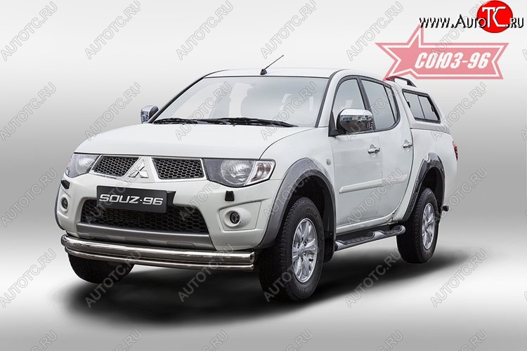 15 254 р. Защита переднего бампера двойная Souz-96 (d76/42) Mitsubishi L200 5 KK,KL дорестайлинг (2015-2019)  с доставкой в г. Кемерово