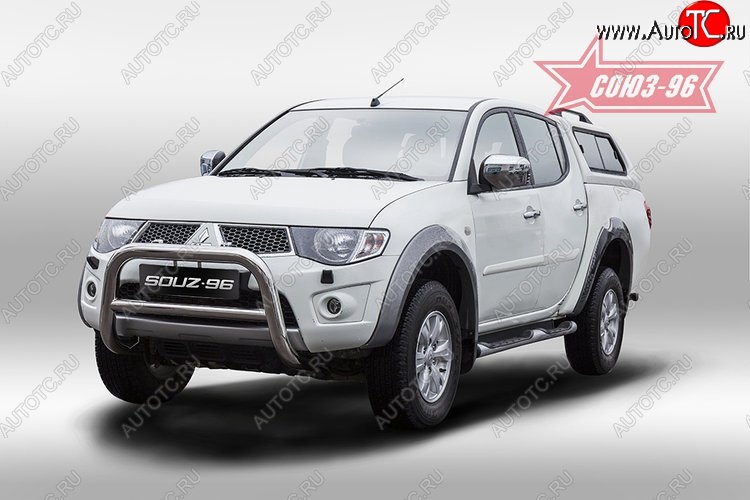 14 264 р. Защита переднего бампера Souz-96 (d76/60) Mitsubishi L200 5 KK,KL дорестайлинг (2015-2019)  с доставкой в г. Кемерово
