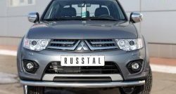 15 549 р. Одинарная защита переднего бампера диаметром 63 мм SLITKOFF  Mitsubishi L200  5 KK,KL (2015-2019) дорестайлинг  с доставкой в г. Кемерово. Увеличить фотографию 2