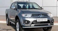 15 549 р. Одинарная защита переднего бампера диаметром 63 мм SLITKOFF  Mitsubishi L200  5 KK,KL (2015-2019) дорестайлинг  с доставкой в г. Кемерово. Увеличить фотографию 4